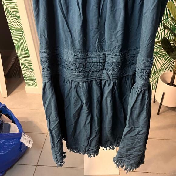 Anthropologie Floreat Senna Dress Turquoise Tie Sleeve Boho Sundress Size Small - Picture 5 of 11